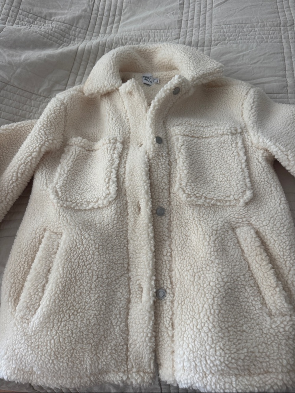 Princess Polly Cream Teddy Sherpa Button Jacket